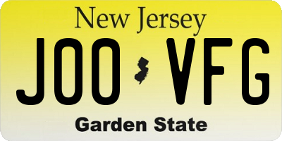 NJ license plate J00VFG
