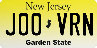 NJ license plate J00VRN