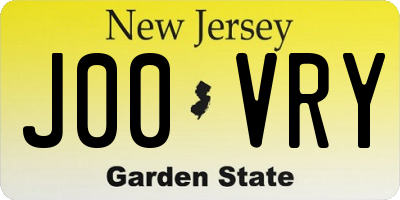 NJ license plate J00VRY