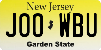 NJ license plate J00WBU