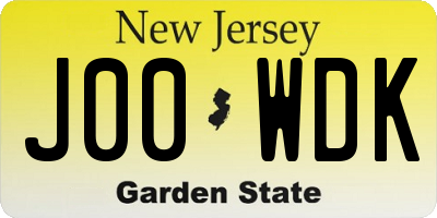 NJ license plate J00WDK