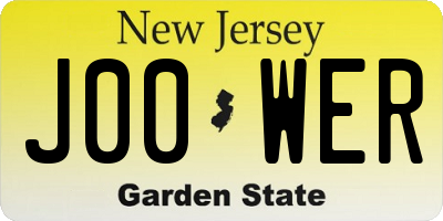 NJ license plate J00WER