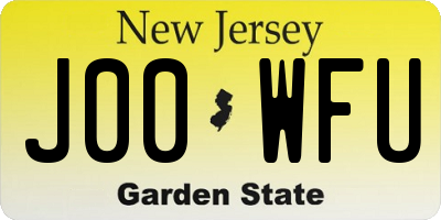NJ license plate J00WFU