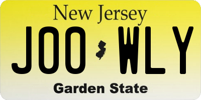 NJ license plate J00WLY