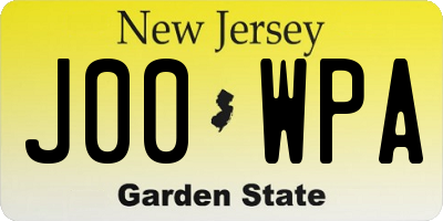 NJ license plate J00WPA