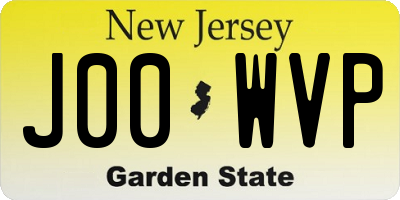NJ license plate J00WVP