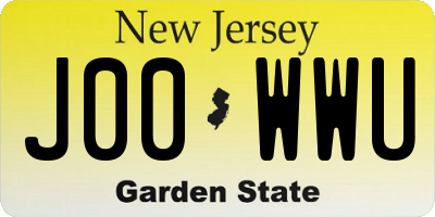 NJ license plate J00WWU