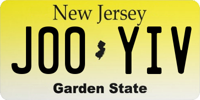 NJ license plate J00YIV