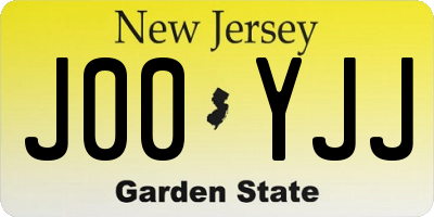 NJ license plate J00YJJ