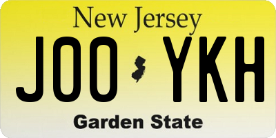 NJ license plate J00YKH