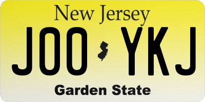 NJ license plate J00YKJ