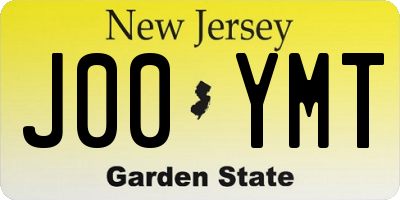NJ license plate J00YMT