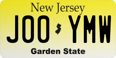 NJ license plate J00YMW