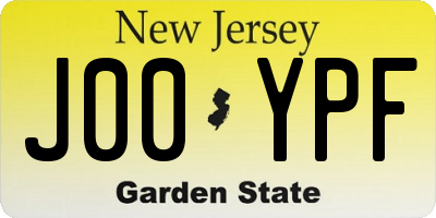 NJ license plate J00YPF