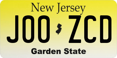 NJ license plate J00ZCD