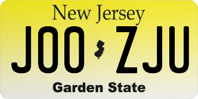 NJ license plate J00ZJU