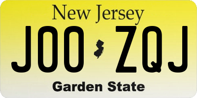 NJ license plate J00ZQJ