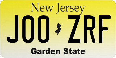 NJ license plate J00ZRF