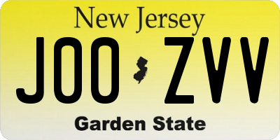 NJ license plate J00ZVV