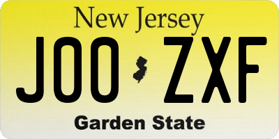 NJ license plate J00ZXF