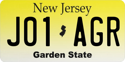 NJ license plate J01AGR