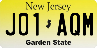 NJ license plate J01AQM