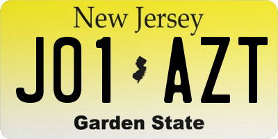 NJ license plate J01AZT