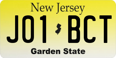 NJ license plate J01BCT