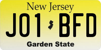 NJ license plate J01BFD