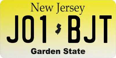 NJ license plate J01BJT