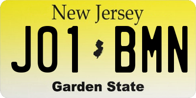 NJ license plate J01BMN