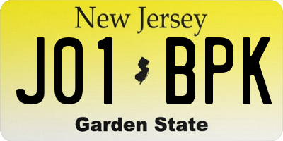 NJ license plate J01BPK