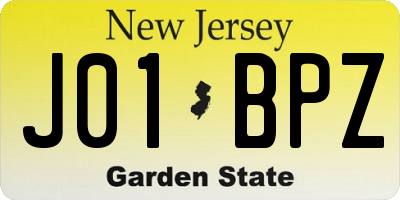 NJ license plate J01BPZ