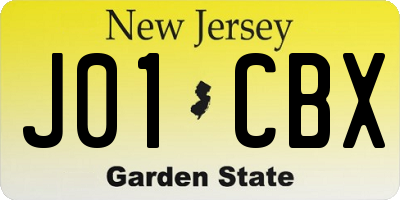 NJ license plate J01CBX