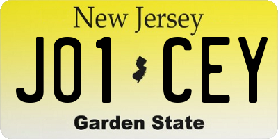 NJ license plate J01CEY