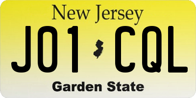 NJ license plate J01CQL