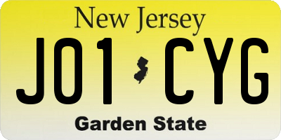 NJ license plate J01CYG