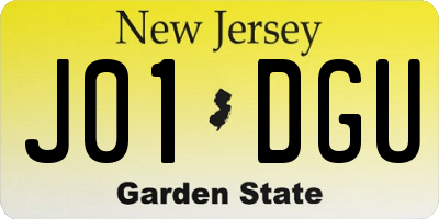 NJ license plate J01DGU