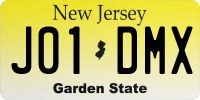 NJ license plate J01DMX