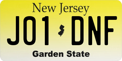 NJ license plate J01DNF