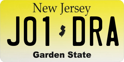NJ license plate J01DRA