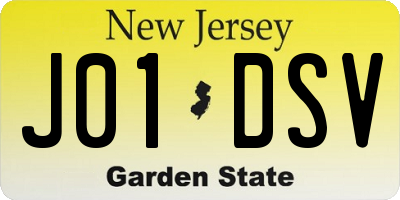 NJ license plate J01DSV