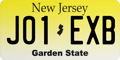 NJ license plate J01EXB