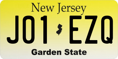 NJ license plate J01EZQ