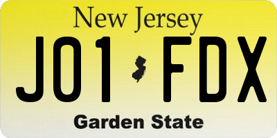 NJ license plate J01FDX
