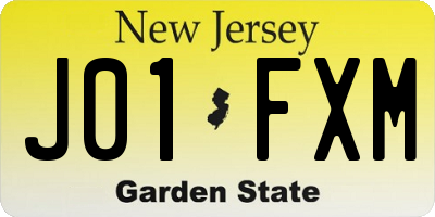 NJ license plate J01FXM
