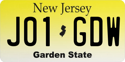 NJ license plate J01GDW