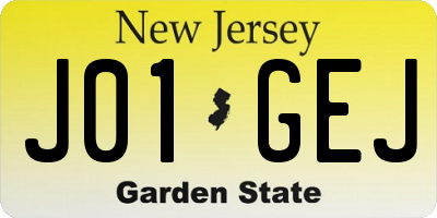 NJ license plate J01GEJ