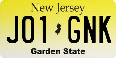NJ license plate J01GNK