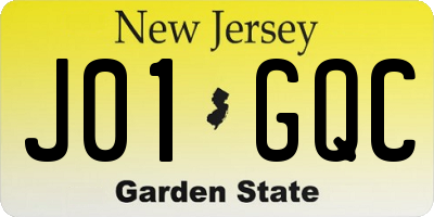 NJ license plate J01GQC